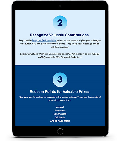 employee experience nudge communications on tablet